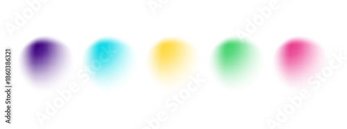 Five vibrant colorful soft focus blurred circular shapes create a modern abstract background design element perfect for web banners.