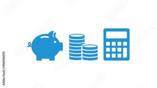 Financial Savings and Budgeting Calculation Icons