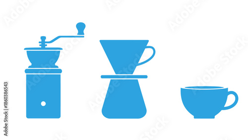 Flat Design Coffee Making Process Icons Set