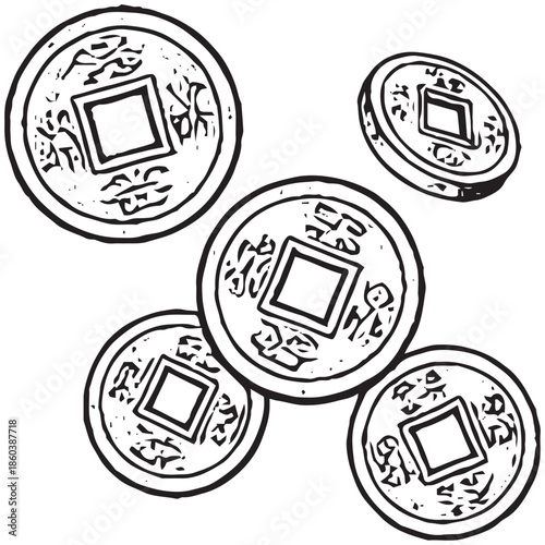 Chinese ancient coins currency money.