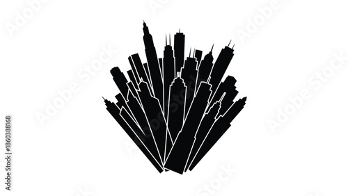 City skyline silhouette with skyscrapers