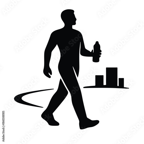 Urban Runner Fitness Water Bottle City Skyline Silhouette