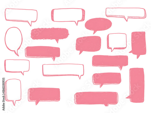 Set of Pink Speech Bubbles