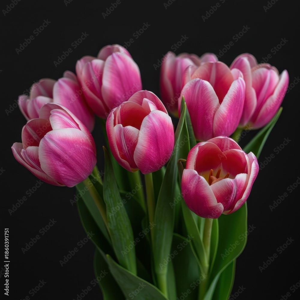 Fototapeta premium A stunning bouquet of soft pink tulips symbolizing deep affection and sweet romance, perfect for a loving celebration or spring holiday backdrop ,natural ,delicate ,beauty