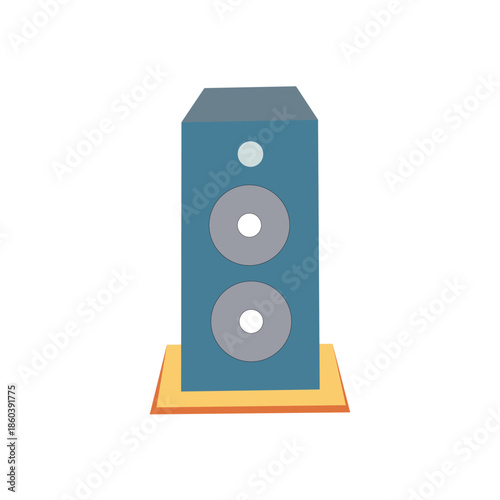 Professional floor-standing audio speaker icon. Modern sound system equipment for home theater or music studio interior design