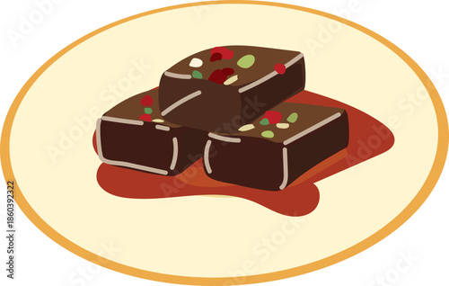 Chocolate Dessert Plate for Chinese Festival Food Illustration