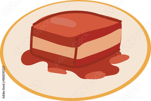 Layered Pork Belly for Chinese Festival Food Illustration