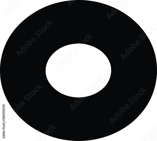 Simple black circle with a hole flat vector, Washer Silhouette vector illustration