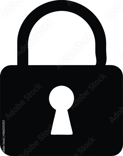 Secure padlock silhouette icon symbolizing privacy, vector illustration