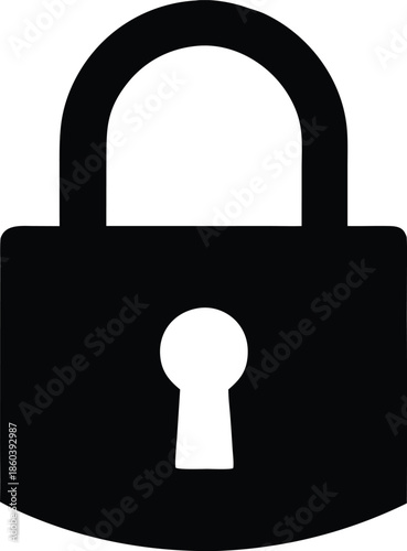 Secure padlock silhouette icon symbolizing privacy, vector illustration
