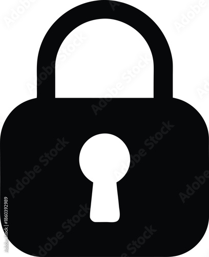 Secure padlock silhouette icon symbolizing privacy, vector illustration