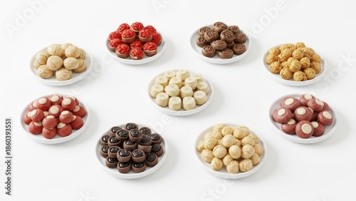 Assorted Gourmet Cookies and Treats on Small White Ceramic Plates