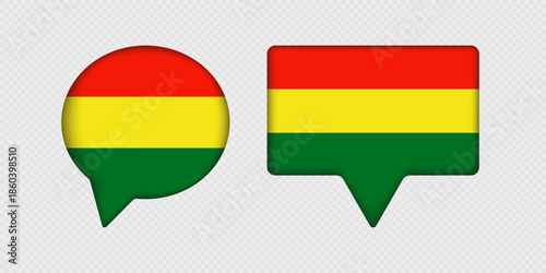Flag of Bolivia in speech bubble.