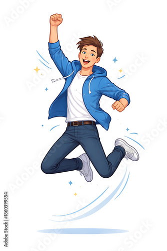 Exuberant jumping man