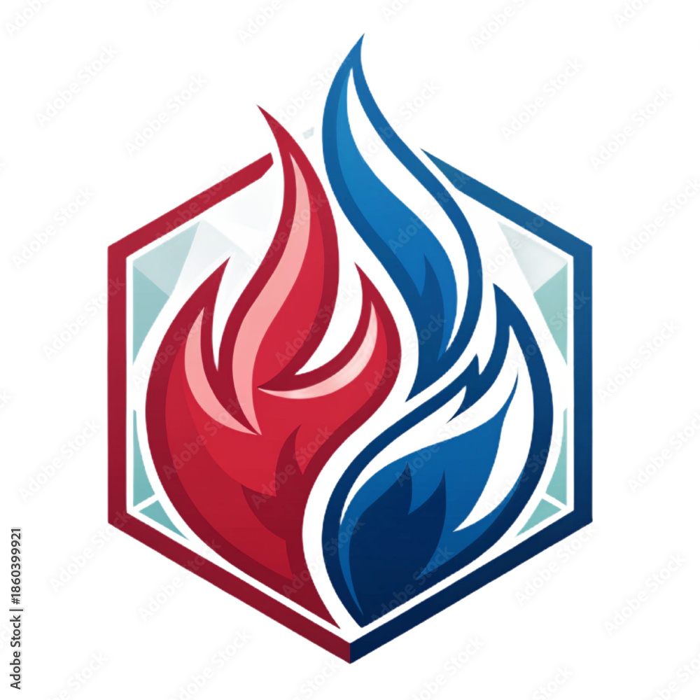Obraz premium Vector Flame Crystal Fusion Emblem Logo for Esports Branding
