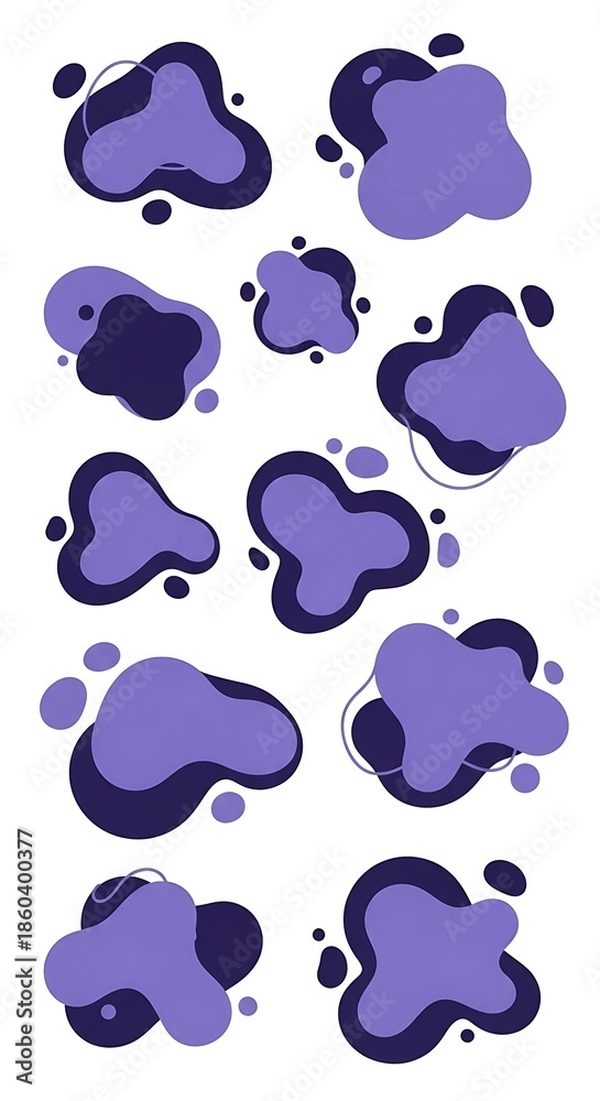 Fototapeta premium Abstract shapes in shades of purple, modern design elements.