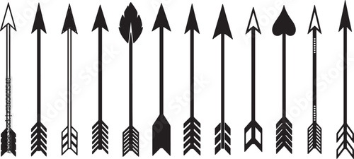 Collection of diverse arrow designs isolated on white background, Vector