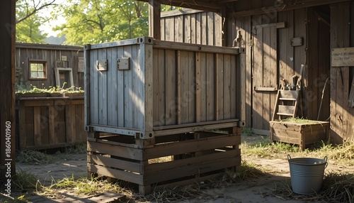 Wooden Storage Crate Inside Traditional Workshop Shed