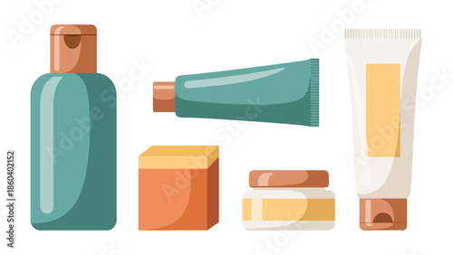 Collection of various cosmetic and skincare containers and bottles