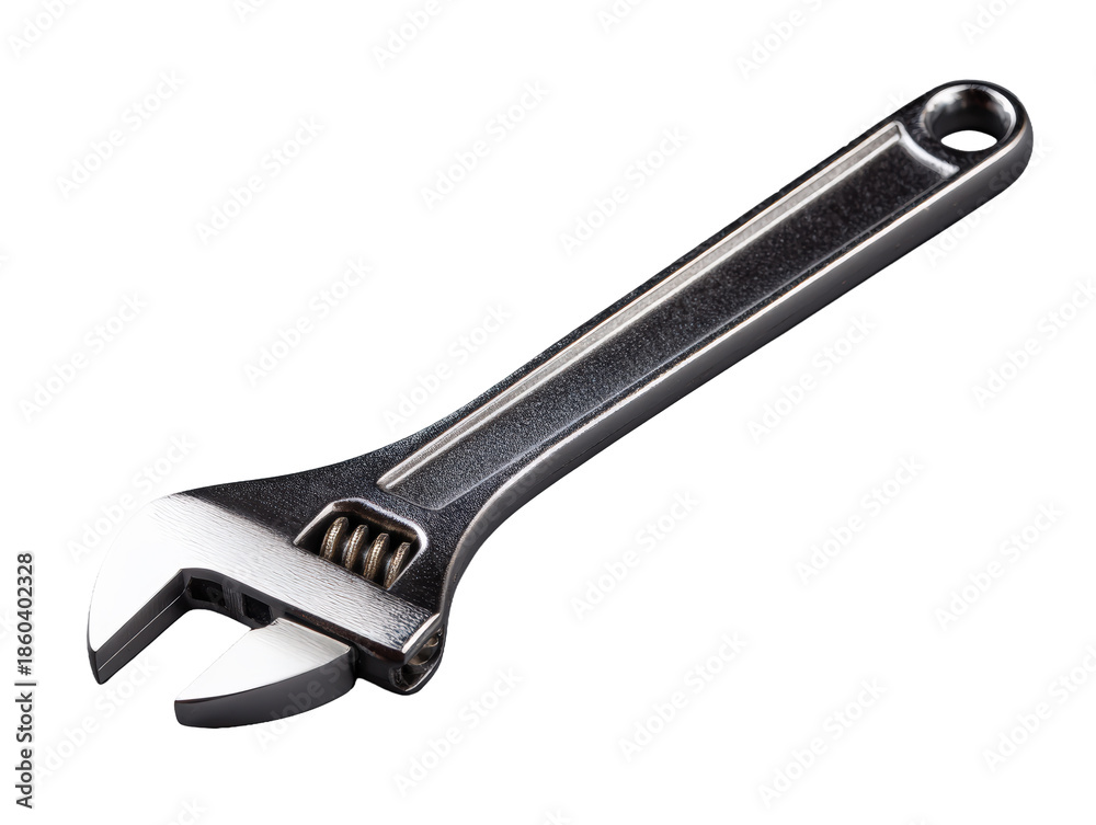 Obraz premium Adjustable Wrench on Grey Background