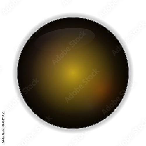 Isolated Dark Golden Glass Orb Sphere with Glossy Reflection