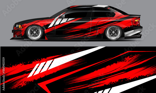Sporty racing car wrap livery design with printable file vector file Eps 10