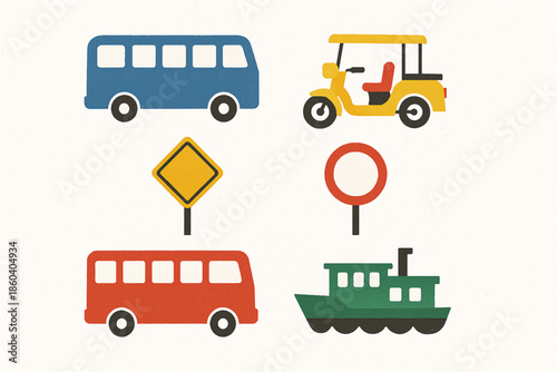 Paraguayan transport vector icons rugged flat style