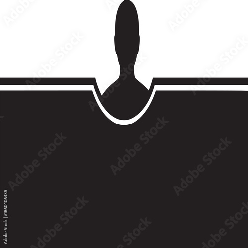 Silhouette of a person's head and shoulders against a black and white background with a line dividing it