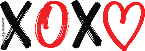 XO Love Hand Drawn Brush Typography Heart Illustration