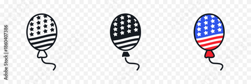 American flag balloon vector patriotic celebration USA independence isolated icon