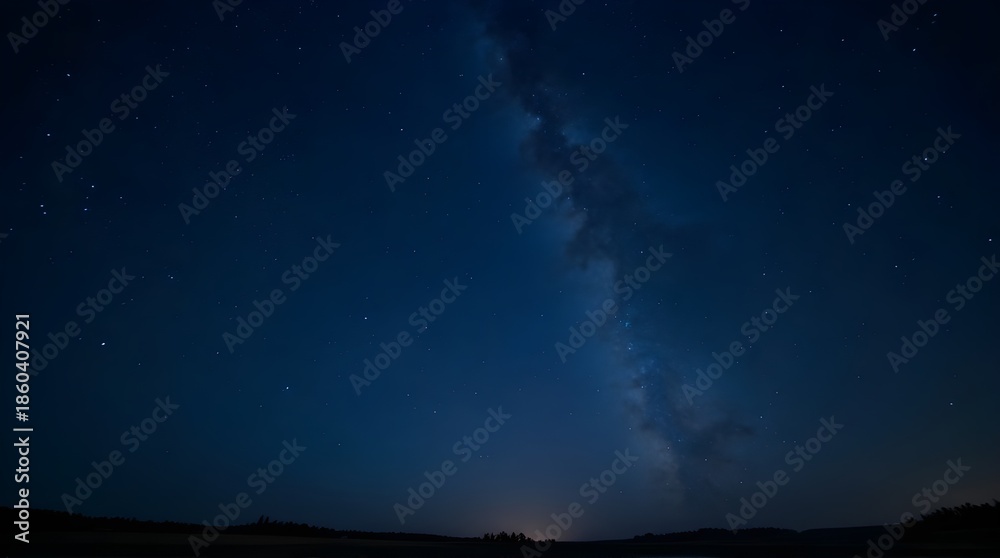 Fototapeta premium Milky Way and Night Sky Above Dark Horizon