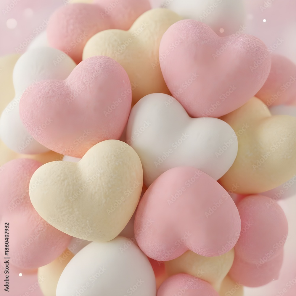 Obraz premium 핑크 톤 배경 위 화이트 하트장식a white heart decoration over a pink-tone background