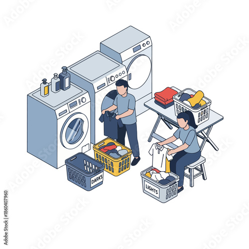 Laundry Day with Two People Working.