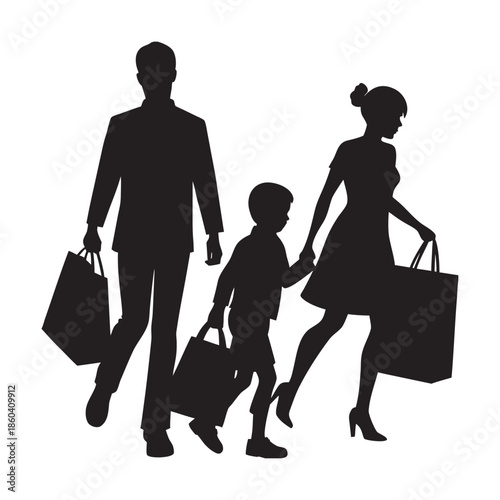 Family Shopping Together In City Market