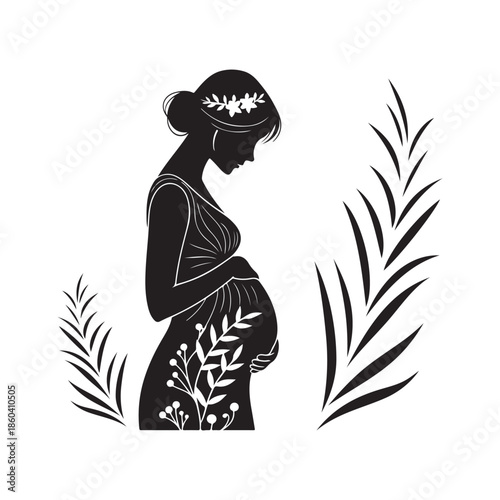 Pregnant Woman Icon Silhouette.