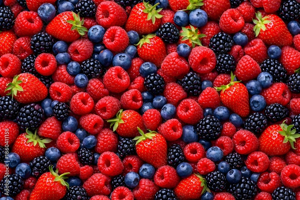 Fototapeta premium Colorful Berry Pattern for Food Design