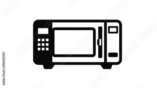 A simple black microwave oven appliance design a modern kitchen silhouette