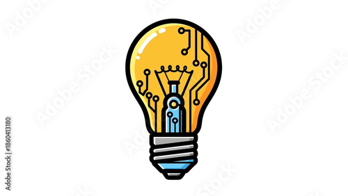 Innovative idea represented by a lightbulb with circuit board patterns, symbolizing technology and creativity