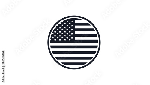 Modern united states flag icon with circular design silhouette vector on whit background