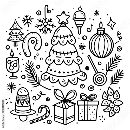 Sketchy Christmas Decor Hand Drawn