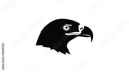 Black silhouette of an eagle head with detailed beak silhouette vector on whit background