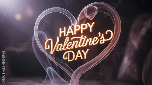 Happy Valentine's Day neon sign in heart shape
