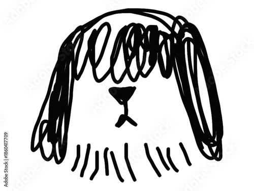 Scribble chalk or charcoal style dogs drawing. Hand drawn puppy sketches, wax crayon outline funny whimsical grunge charcoal art for tshirt print, placard, poster or isolated doodle stickers.