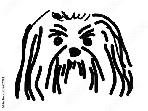 Scribble chalk or charcoal style dogs drawing. Hand drawn puppy sketches, wax crayon outline funny whimsical grunge charcoal art for tshirt print, placard, poster or isolated doodle stickers.