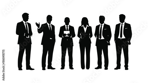 Group of business people in formal attire a striking silhouette