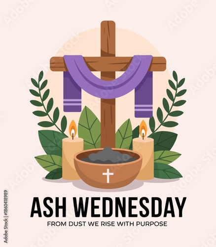 Beautiful Ash Wednesday Design Representing Faith, Ashes, and Purposeful Reflection