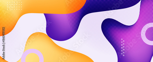 Abstract Memphis Fluid Shapes Background with Halftone Pattern. Modern concept for graphic design, background, web design, poster, banner, book, slideshow.