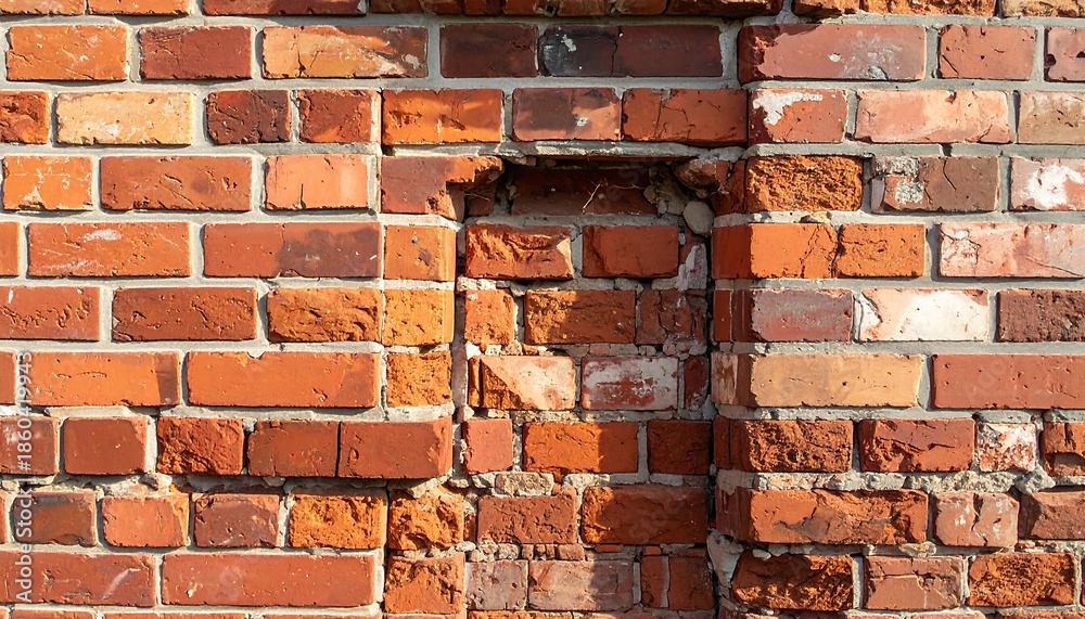Obraz premium Old brick wall with a damaged section