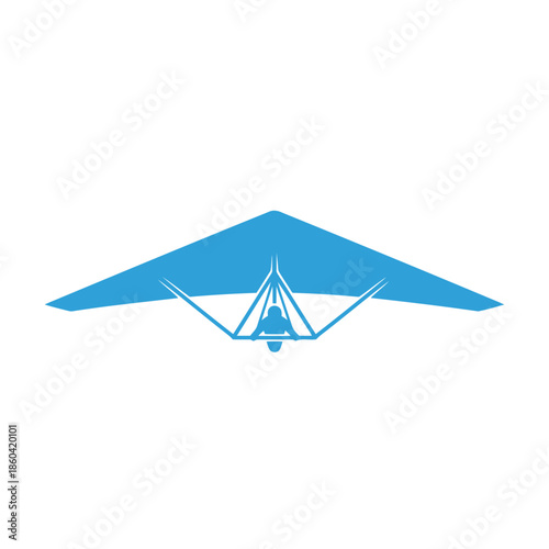 Blue hang glider icon on transparent background