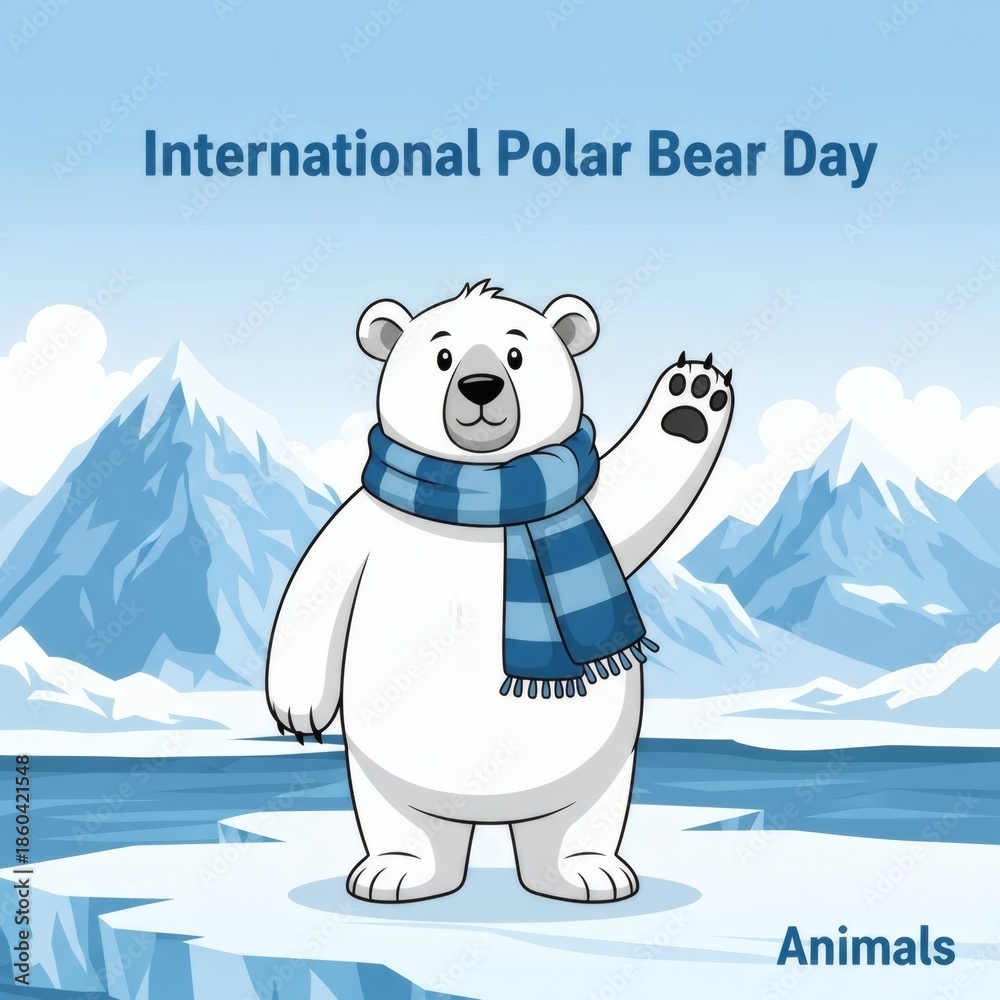 Fototapeta premium Celebrating international polar bear day with a friendly cartoon bear
